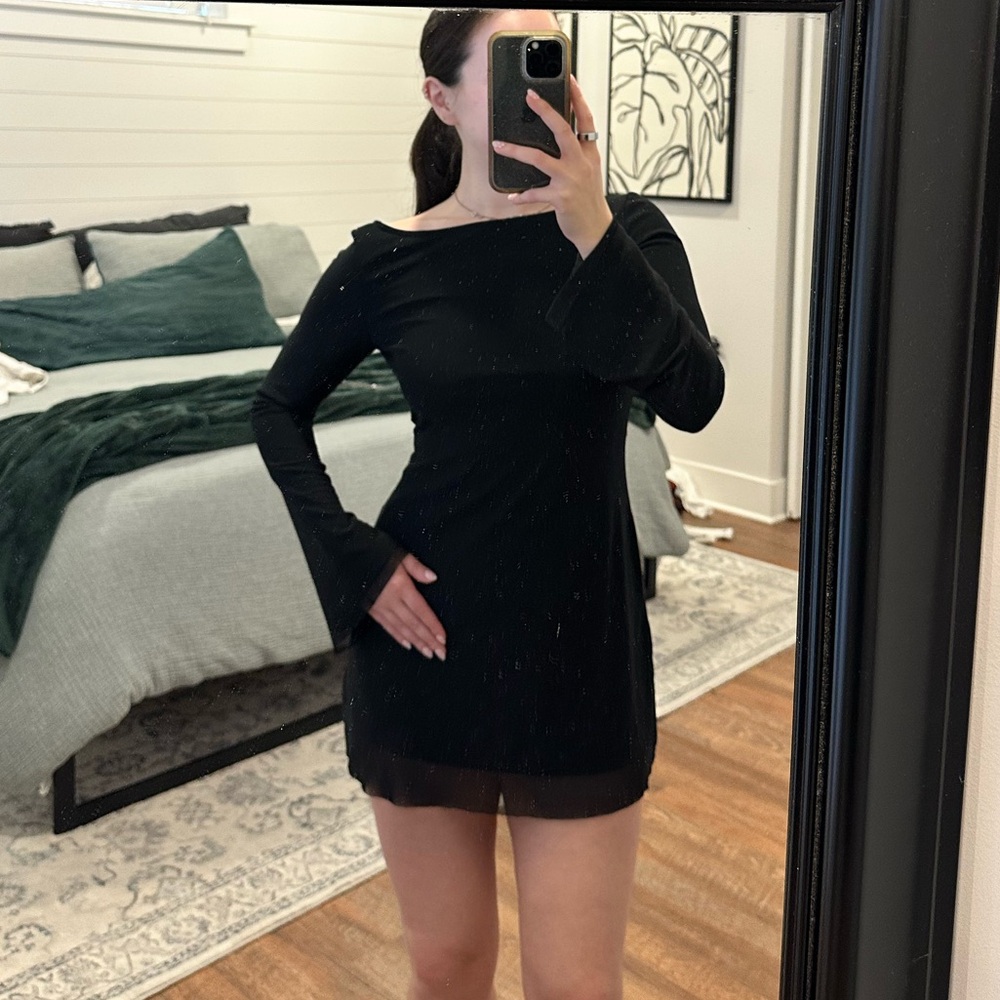 Princess Polly Black Long-Sleeve Mini Dress